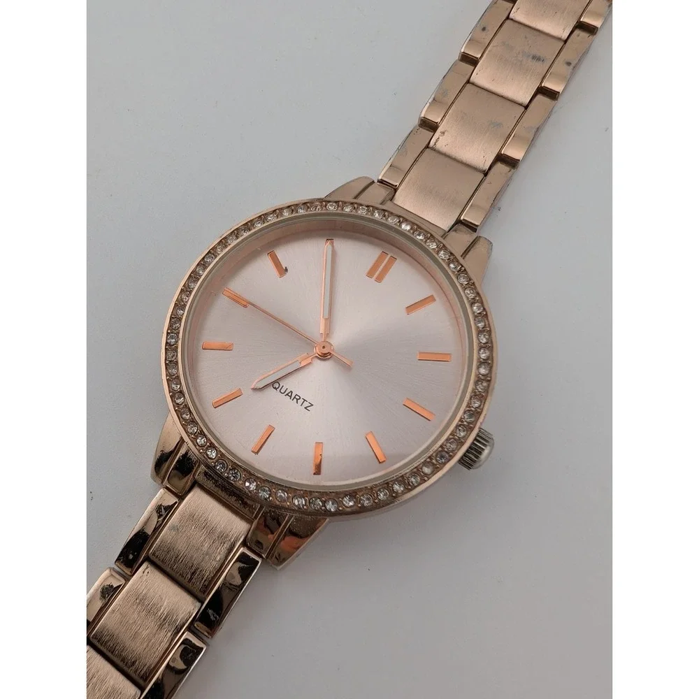 Aeropostale Watch Women 36mm Rose Gold Case Rhinestones 7